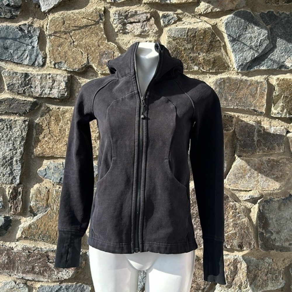 Rare Lululemon Pleat To Street Hoodie Size 4 Scuba Black Full Zip